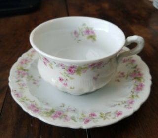 Antique Germany C.  T.  Carl Tielsch Tea Cup & Saucer Set Floral