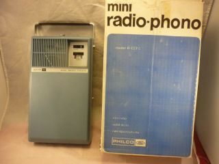 Rare Philco Ford Mini Phonograph Record Player W/box Blue Portable R - 1376