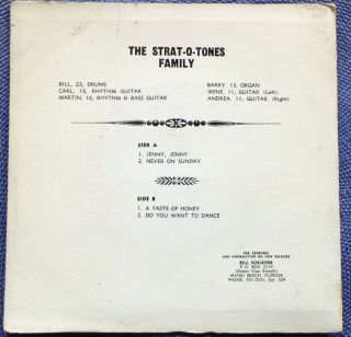 THE STRAT - O - TONES - SSI PRESENTS rare US PRIVATE EP 1965 / FLORIDA GARAGE / EX, 3
