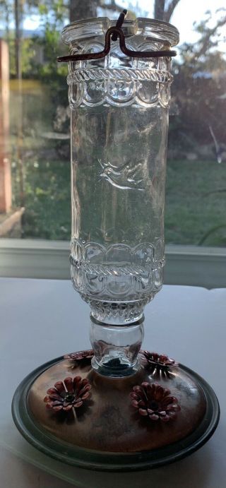 Perky - Pet 8107 - 2 “antique” Bottle 10 - Ounce Glass Hummingbird Feeder Clear