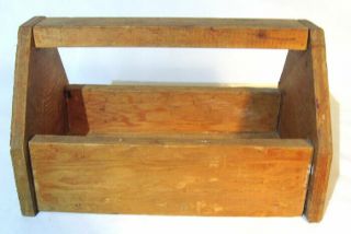 Small Antique Vintage Primitive Wooden Tool Carrier Tote Box