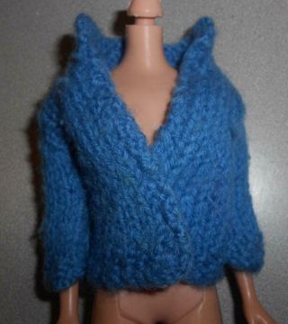 Vintage Barbie Clone Bild Lilli Tammy Gorgeous Blue Knit Cardigan Sweater