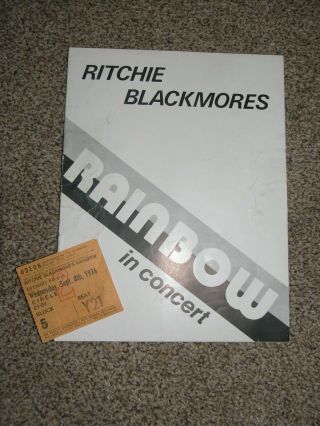 Rainbow Programme 1976 Plus Ticket Tour Book Deep Purple / Dio Rare