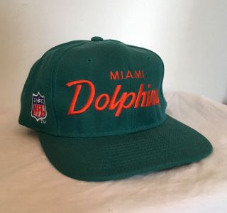 Vintage Miami Dolphins Sports Specialties Script Snapback Rare Wool