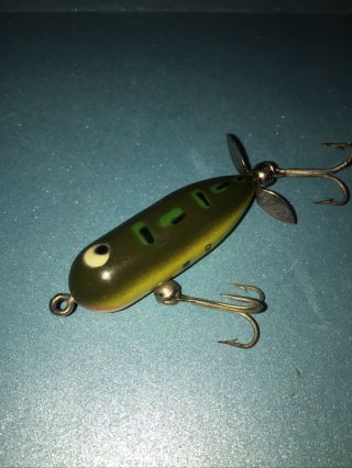 Vintage Heddon Tiny Torpedo Fishing Lure Google Eye Bullfrog Color Scale