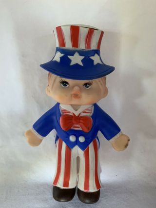 Vintage Patriotic Usa Squeaky Toy Doll Regent Baby Products 1973 Made In Korea