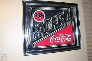 Vintage Bacardi Rum And Coca - Cola Mirror Sign Rare Man Cave 18 3/4 X 15 3/4