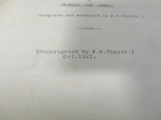 RARE Novelty & Watch Act Floyd Thayer Manuscript ca 1927 3