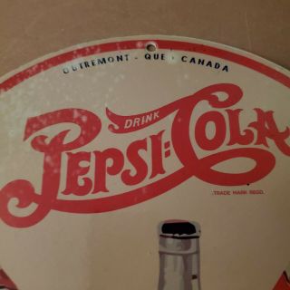 VINTAGE PORCELAIN DRINK PEPSI COLA SODA POP CANADIAN MAN CAVE GARAGE RARE SIGN 3