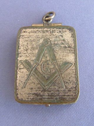 Antique Gold Filled Masonic Watch Fob Locket Pendant With Photo