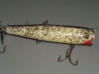 Vintage Fishing Lure Wooden Eger Bait Co.  Series 1500 Darter Silver Flash 1940s
