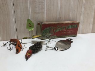 Vintage Foshing Lures,  Flies,  Lucky Lures Box,  Bayfield Spoon