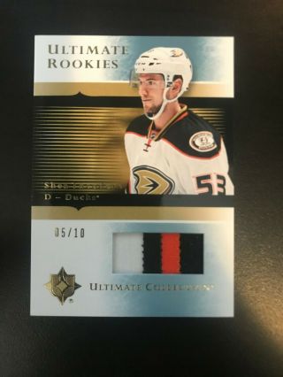 2015 - 16 Upper Deck Ultimate Shea Theodore Rookie Patch Gold 3 Color /10 Rare