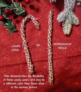 12 Primitive red/white/blue homespun fabric Candy Canes Ornies/BowlFillers/Cupbo 2