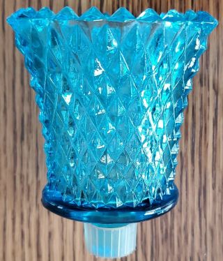 Vintage Aqua Blue Diamond Point Glass Peg Votive Sconce Candle Holder W/ Grommet
