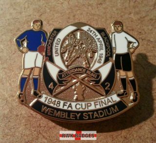 1948 Fa Cup Final - Manchester United V Blackpool Rare Enamel Badge