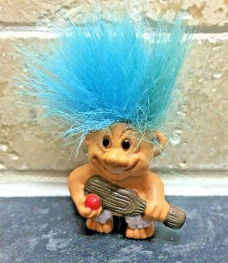 Vintage 1990s Weeto Trolls Pencil Topper Blue & Green Hair,  Bat And Ball