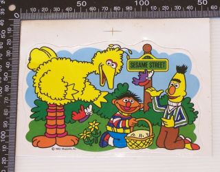 Rare Vintage Sesame Street Big Bird Bert Ernie 1982 Vinyl Sticker Muppets Promo