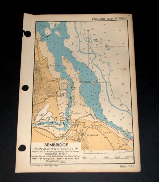 Bembridge,  Isle Of Wight - Rare Vintage Ww2 Naval/military Map 1943