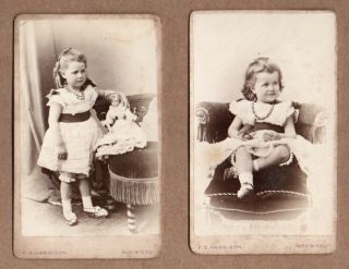 Two Antique Cdv Portraits Of A Young Girl By Fred Harrison Of Gipsy Hill Norwood