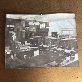 1900s 1910s Vtg Antique B&w Photo Identified Inside Nyc Library Man Studying
