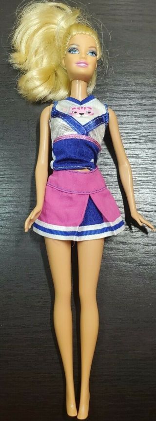 2009 2010 Mattel Blonde Barbie Doll Fashionista Pink Outfit Cheerleader Dress