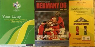 2006 World Cup Finals 3 Items England V Ecuador Played In Germany Rare