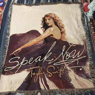 Rare Taylor Swift 2010 Speak Now Sparkly Tapestry Throw Blanket Afghan Knit