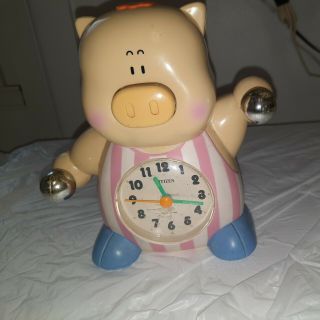 Vintage Rhythm Japan Exercise Pig Quartz Clock/alarm - Rare