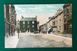 Antique Postcard - High Street,  Barmouth,  Gwynedd,  North Wales - Colour - 1870s