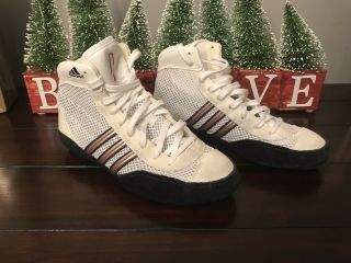 Rare White Adidas Combat Speed 3 Iii Wrestling Shoes Size 3 Youth