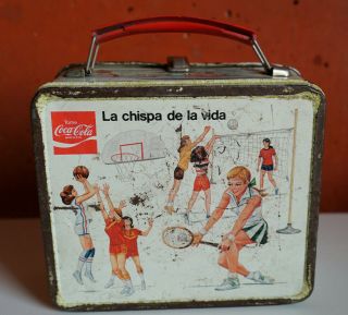 Mexican Mexico Metal Lunchbox Coca Cola Soda La Chipsa De La Vida 1960s Rare