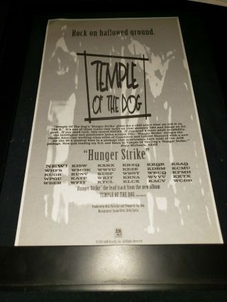 Temple Of The Dog Hunger Strike Rare Radio Promo Poster Ad Framed
