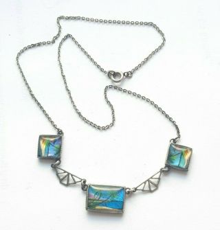 Rare Art Deco Silver Butterfly Wing Necklace By Thomas L Mott