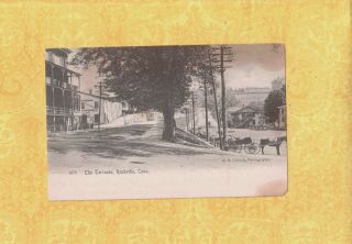 Ct Rockville 1901 - 08 Antique Postcard The Terraces Stores & Horse Carts Conn