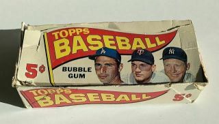 Rare Vintage 1965 Topps Baseball 5 Cent Empty Box Mickey Mantle Koufax Bb247