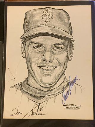 Vintage Tom Seaver Signed Baseball Photo 100 Psa Pass Auto Rare York Mets
