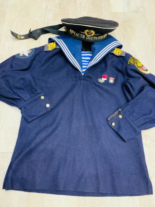 Russian Military Naval Navy Jacket Tunic,  Cap Soviet Uniform Rare,  Small Size