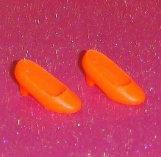 Vintage Rock Flowers Neon Orange Shoes High Heels Dawn Doll Size