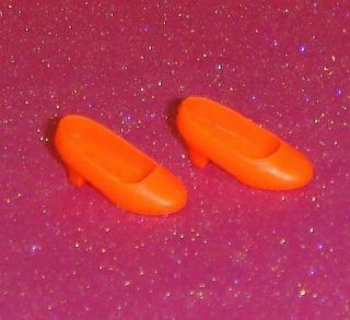 Vintage Rock Flowers Neon Orange Shoes High Heels Dawn Doll Size 3
