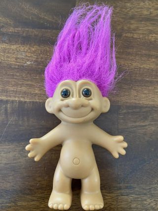 Vintage Russ Troll Doll 5 " Inches Fushsia Purple Hair Nude Russ Berrie