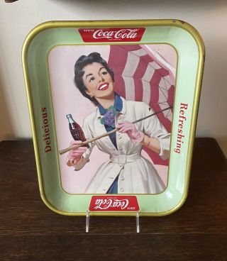 Rare 1957 Coca - Cola Coke French Canadian Umbrella Girl See Photos For