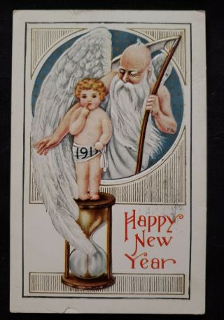 Antique Year Card Postcard Nashua Hampshire 1913 Postmark