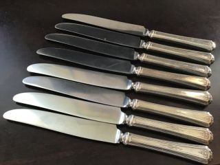 Set Of 8 Tudor Silver Plate 1924 Queen Bess Hollow Handle Dinner Knife,  No Mono