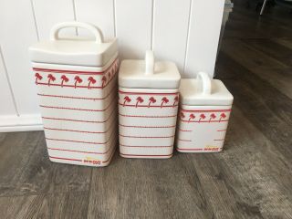 In N Out Ceramic Cookie Jar Set Of 3.  Rare Collectible