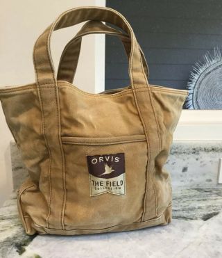 Rare,  Vintage Orvis “the Field Collection” Stonewashed Canvas Market Tote
