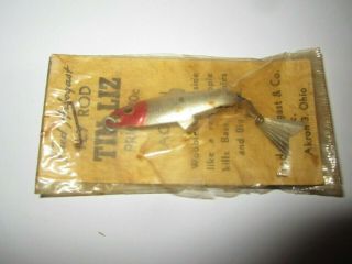 Vintage Lure Arbogast Fly Rod Tin Liz Noc Silver Red Head