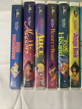 Walt Disney 8 Rare Black Diamond VHS Tapes (101 Dalmatians,  Aladdin,  More) 2