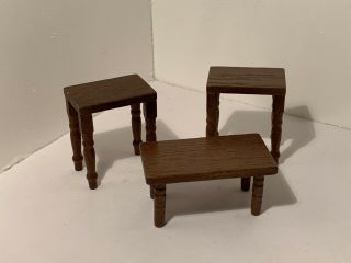 Vintage Dollhouse Miniatures 3 Small Wooden Tables 31