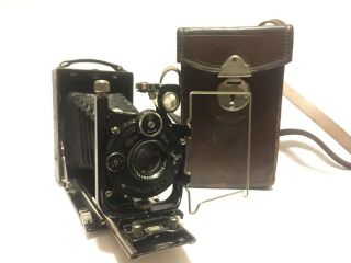 Rare 1930s Zeiss Ikon Compur Folding Plate Camera & Case Order Vgc